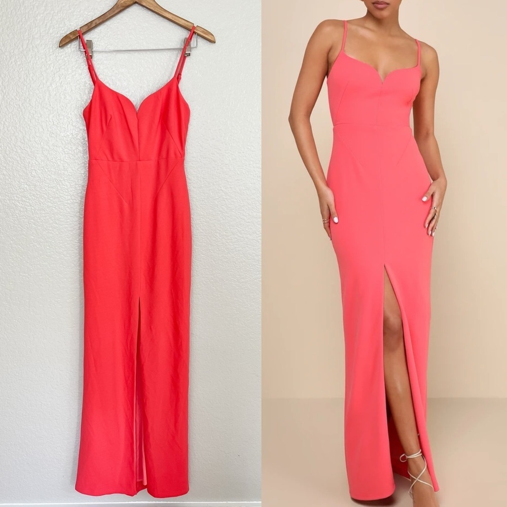 Impressive Glamour Coral Pink Sleeveless Column Maxi Dress
